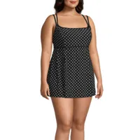 Sonnet Shores Womens Abstract Swim Dress Plus