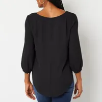 Bold Elements Womens V Neck 3/4 Sleeve Blouse