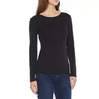 Liz Claiborne Womens Tall Crew Neck Long Sleeve T-Shirt