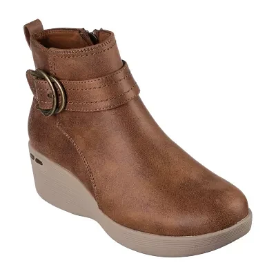 Skechers Womens Pier Lite Forever Chic Wedge Heel Booties