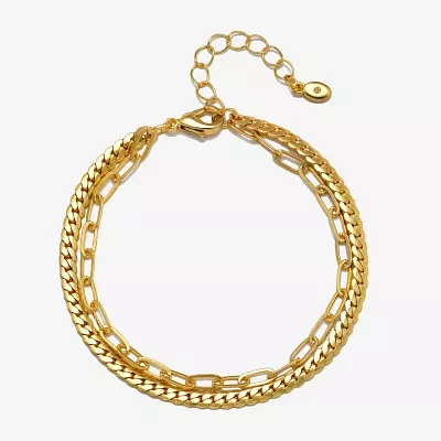 Bijoux Bar Delicates Gold Tone Link Round Chain Bracelet