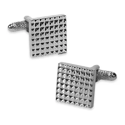 J. Ferrar Silver Sqr Text Cuff Links Cufflinks