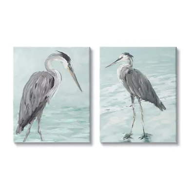 Stupell Industries Heron Birds On Beach Coast 2-pc. Wall Art Sets