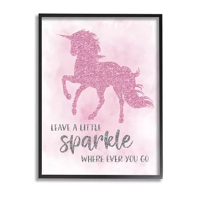 Stupell Industries Leave A Little Sparkle Unicorn Framed Print