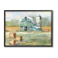 Stupell Industries Contemporary Blue Farm Barn Framed Print