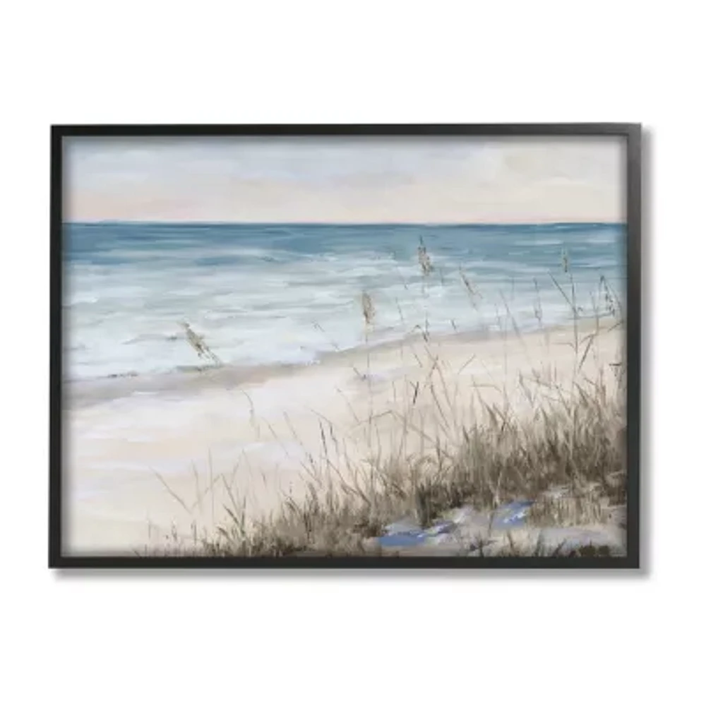 Stupell Industries Traditional Beach Coast Line Framed Print