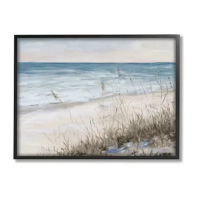 Stupell Industries Traditional Beach Coast Line Framed Print