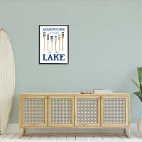 Stupell Industries Adventure Awaits At Lake Oars Phrase Framed Print