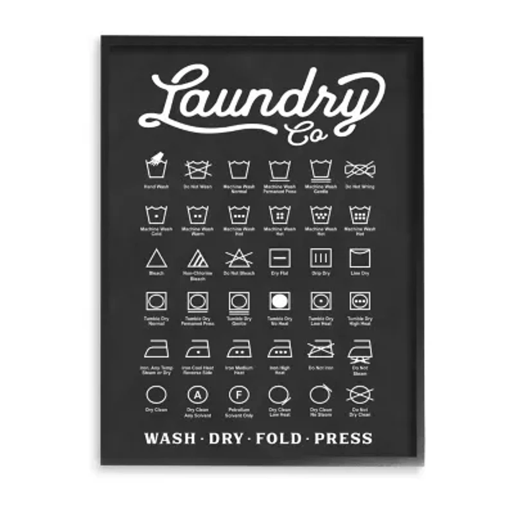 Stupell Industries Laundry Business Symbols Chart Framed Print