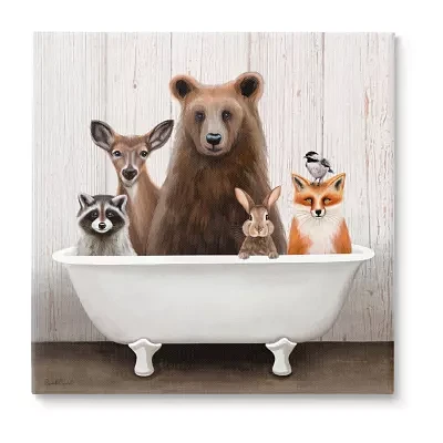 Stupell Industries Woodland Creatures Antique Bathtub Canvas Art