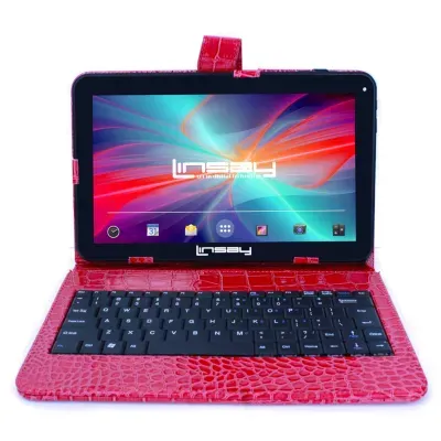 10.1" Quad Core 2GB RAM 32GB Storage Android 12 Tablet with Crocodile Style Leather Keyboard