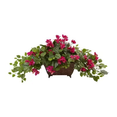 Nearly Natural Green Bougainvillea In Metal Planter Artificial Plant