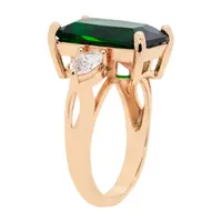 Sparkle Allure Cubic Zirconia 14K Gold Over Brass Emerald Rectangular Cocktail Ring