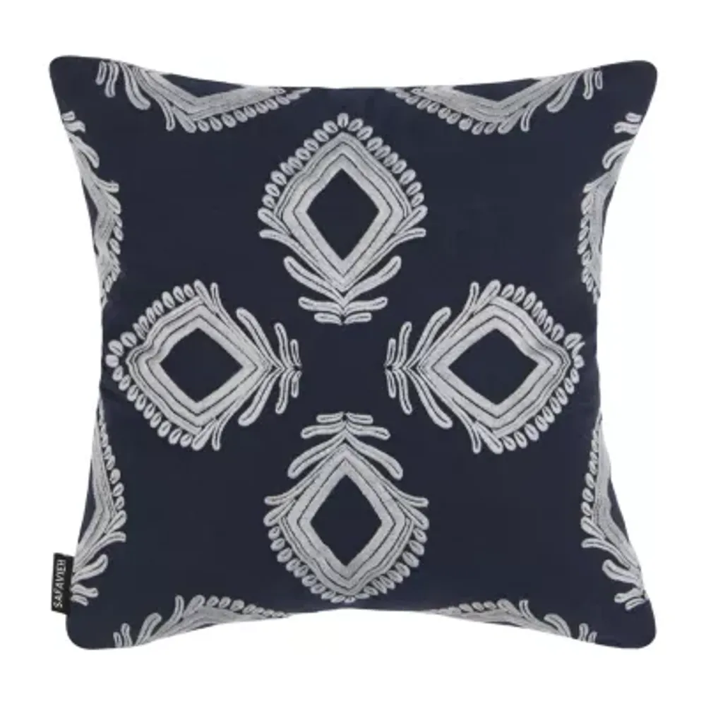 Safavieh Blossom Navy Periwinkle Square Throw Pillow