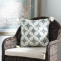 Safavieh Mariela White Blue Square Throw Pillow