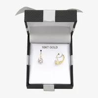 White Cubic Zirconia 10K Gold Round Drop Earrings