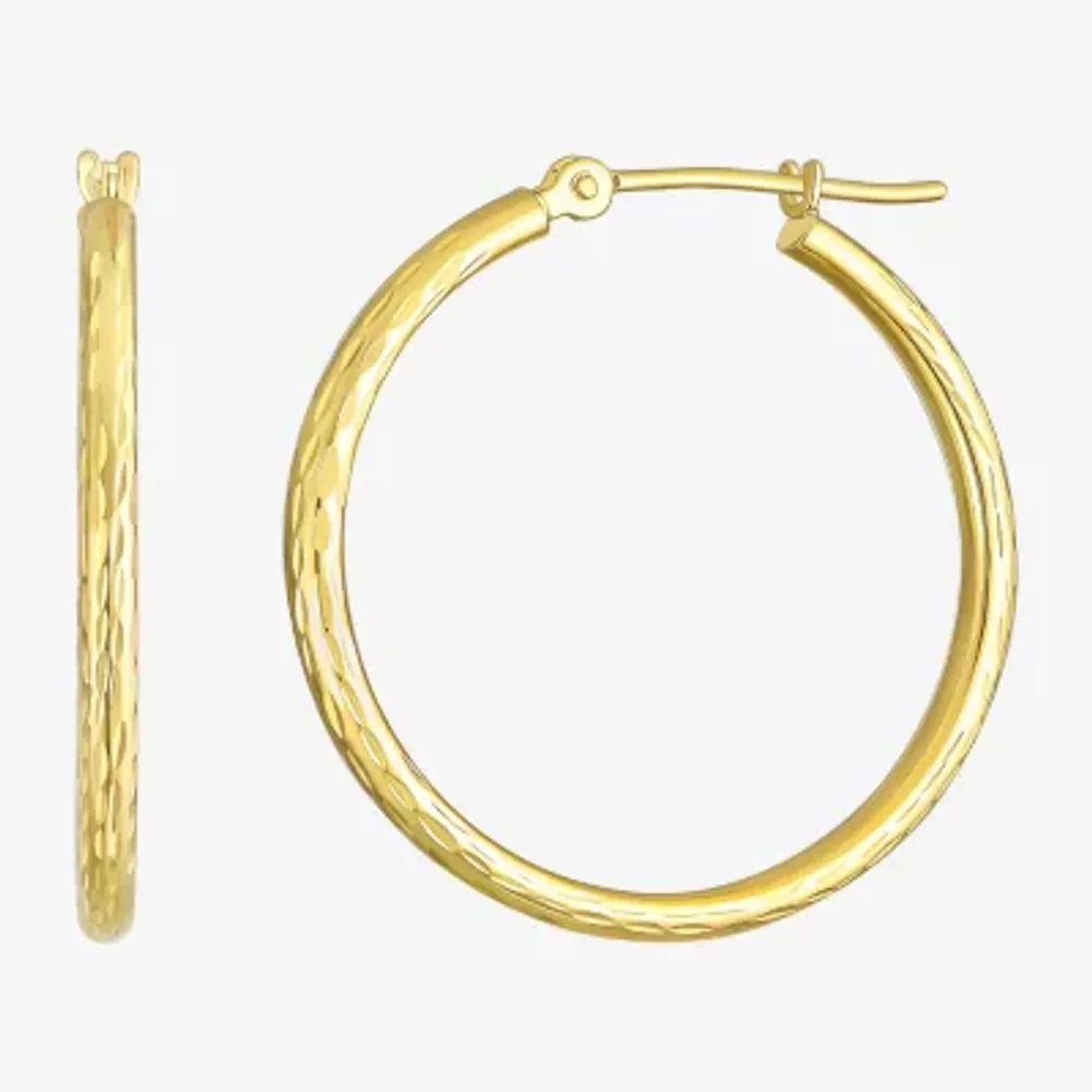 10K Gold 25mm Round Hoop Earrings