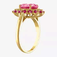 Womens Genuine Pink Topaz Diamond ACcent 14K Gold Over Silver Cocktail Ring