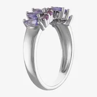 Womens Genuine Purple Tanzanite & Amethyst Sterling Silver Cocktail Ring