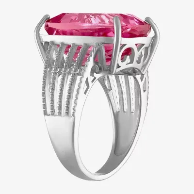 Womens Genuine Pink Topaz Sterling Silver Cocktail Ring