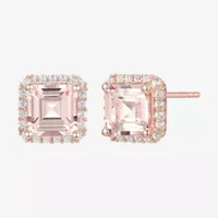 Yes, Please! Lab Created Champagne Sapphire 14K Rose Gold Over Silver 8mm Square Stud Earrings