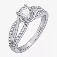 Diamonart Womens White Cubic Zirconia Sterling Silver Round Crossover Side Stone Promise Ring