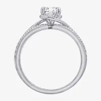 Diamonart Womens White Cubic Zirconia Sterling Silver Round Crossover Side Stone Promise Ring