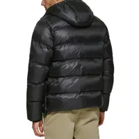 Dockers Mens Midlength Hooded Puffer