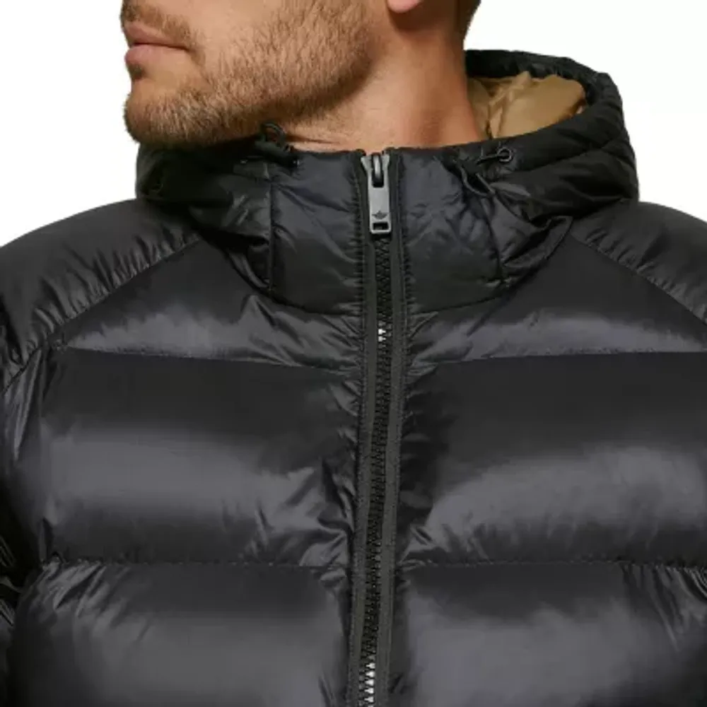 Dockers Mens Midlength Hooded Puffer