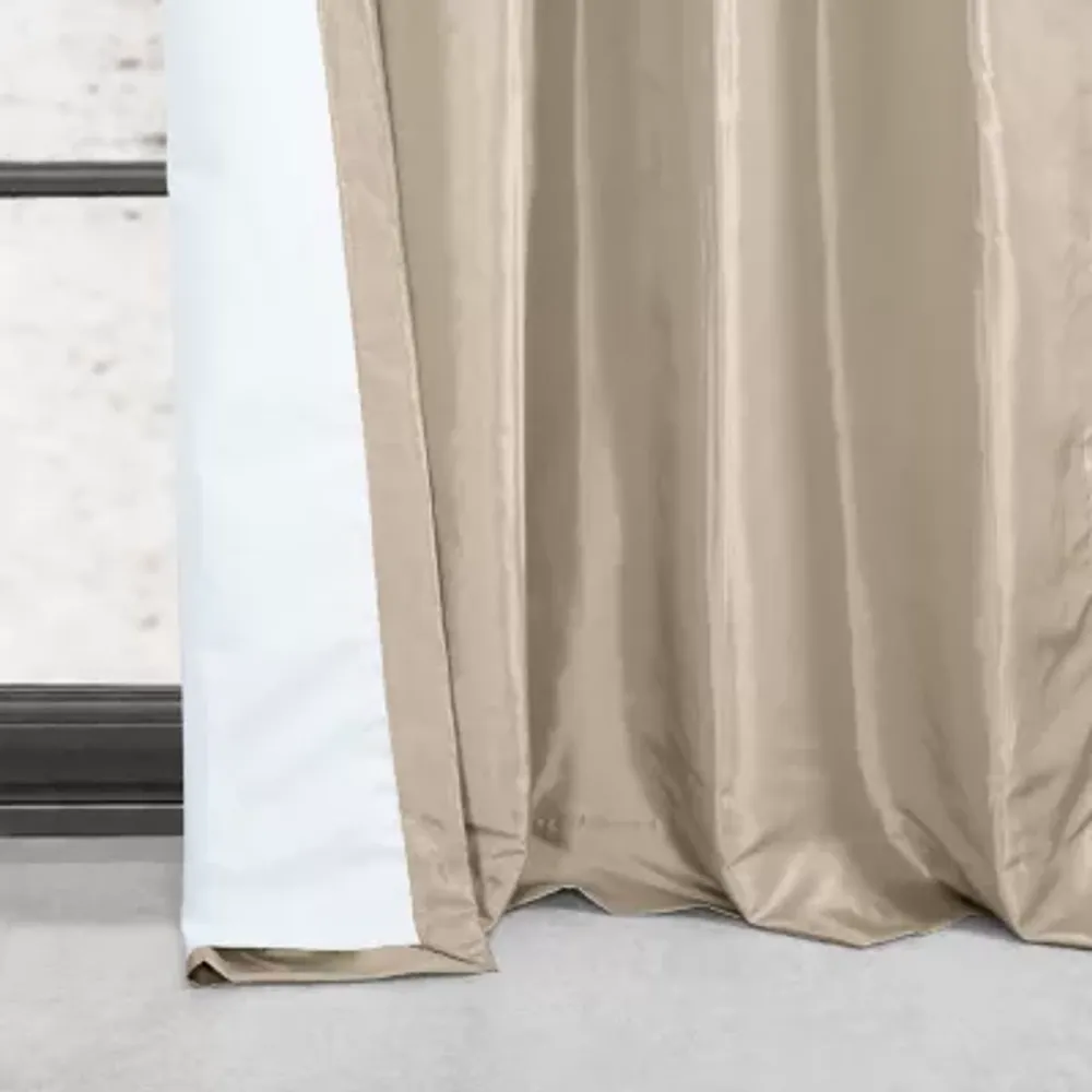 Exclusive Fabrics & Furnishing Faux Silk Taffeta Energy Saving Blackout Grommet Top Single Curtain Panel