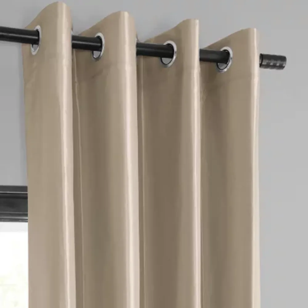 Exclusive Fabrics & Furnishing Faux Silk Taffeta Energy Saving Blackout Grommet Top Single Curtain Panel