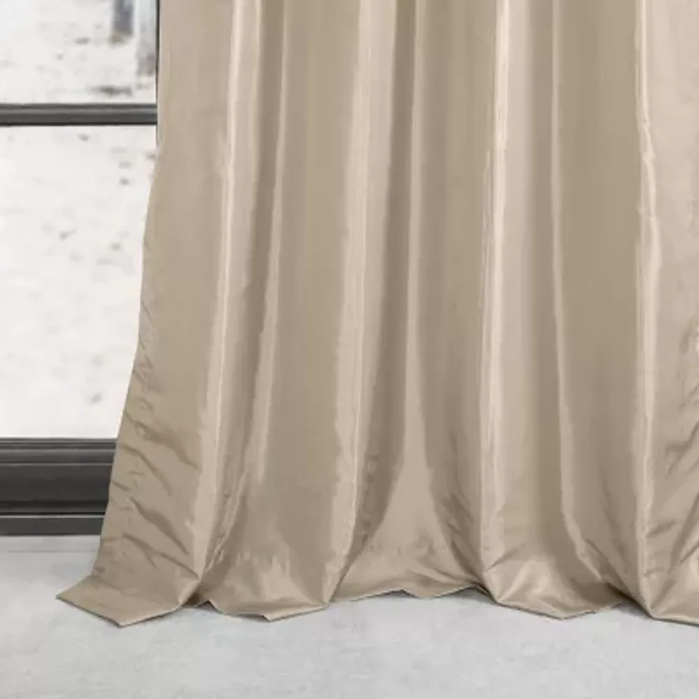 Exclusive Fabrics & Furnishing Faux Silk Taffeta Energy Saving Blackout Grommet Top Single Curtain Panel