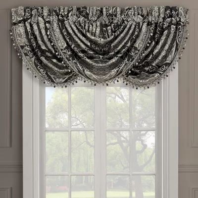 Queen Street Virginia Black Rod Pocket Waterfall Valance