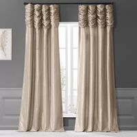 Exclusive Fabrics & Furnishing Ruched Faux Silk Taffeta Energy Saving Light-Filtering Rod Pocket Single Curtain Panel