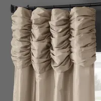 Exclusive Fabrics & Furnishing Ruched Faux Silk Taffeta Energy Saving Light-Filtering Rod Pocket Single Curtain Panel