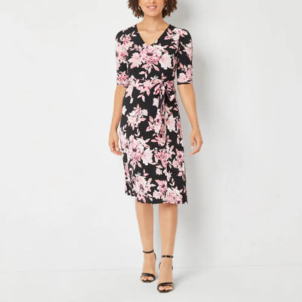 R & K Originals Ruched Sleeve Short Floral Fit + Flare Dress | Plaza Las  Americas