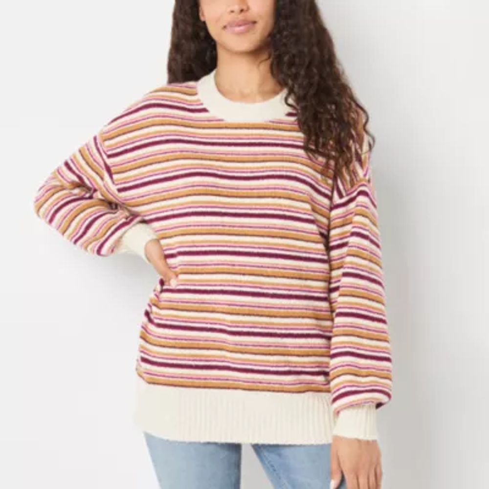 Arizona Juniors Womens Crew Neck Long Sleeve Striped Pullover Sweater |  Plaza Las Americas