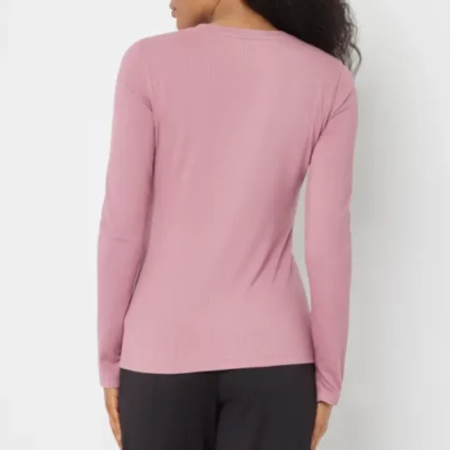 Xersion Womens Crew Neck Long Sleeve T-Shirt, Color: Pastel