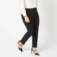 Liz Claiborne Plus Womens Amy Mid Rise Straight Pull-On Pants