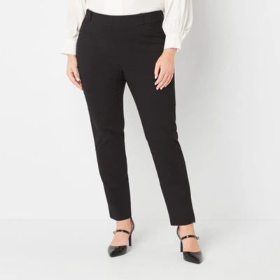 Liz Claiborne Plus Womens Amy Mid Rise Straight Pull-On Pants