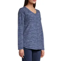 St. John's Bay Polar Fleece Womens V Neck Long Sleeve Sweatshirt