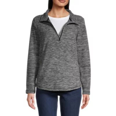 St. John's Bay Polar Fleece Womens Long Sleeve Quarter-Zip Pullover