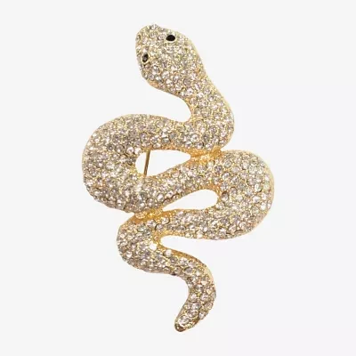 Bijoux Bar Gold Tone Snake Crystal Brooch