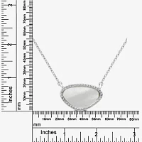 Silver Treasures Genuine Stone Mother Of Pearl Sterling Silver 18 Inch Rolo Pendant Necklace