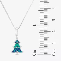 Womens Lab Created Green Opal Sterling Silver Pendant Necklace