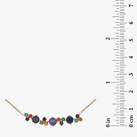 Womens 18 Inch Multi Color Stone 10K Gold Link Necklace