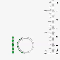 Effy  Diamond Accent Genuine Green Emerald Sterling Silver 20.5mm Round Hoop Earrings