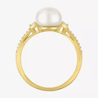 Yes, Please! Womens 8MM White Cultured Freshwater Pearl 14K Gold Over Silver Cocktail Ring