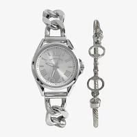 U.S. Polo Assn. Womens Silver Tone 2-pc. Watch Boxed Set Usc6015jc