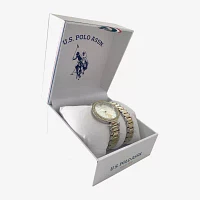 U.S. Polo Assn. Womens Two Tone 2-pc. Watch Boxed Set Usc6023jc